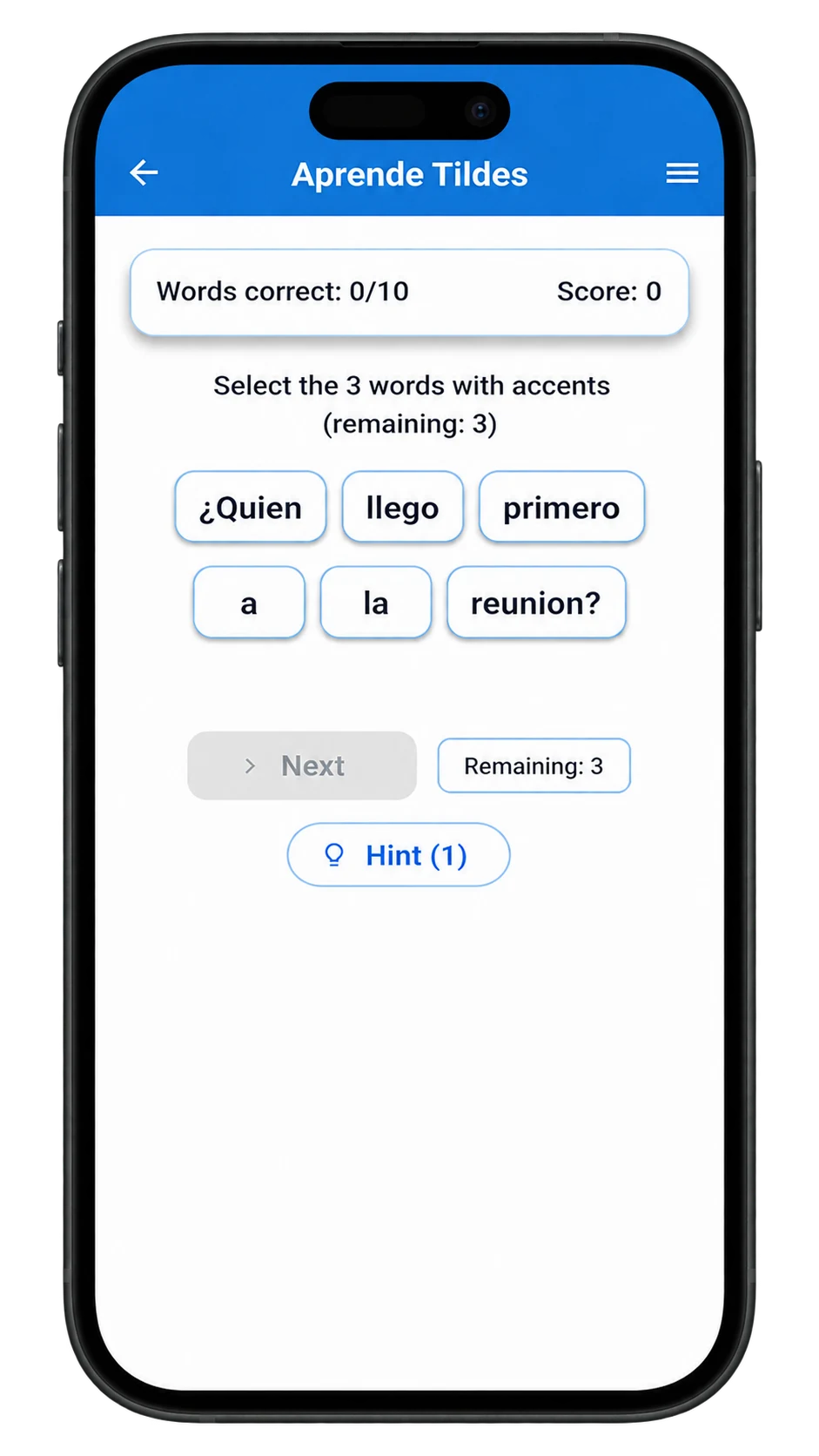 AprendeTildes exercise